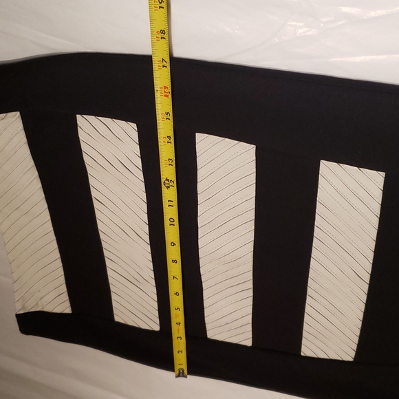 MY TRIBE New Genuine Leather Strip Panel Pencil SKIRT Black White NWT Women's L - Picture 7 of 13